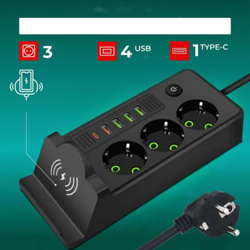 سه راهی USB دار و شارژر وایرلس