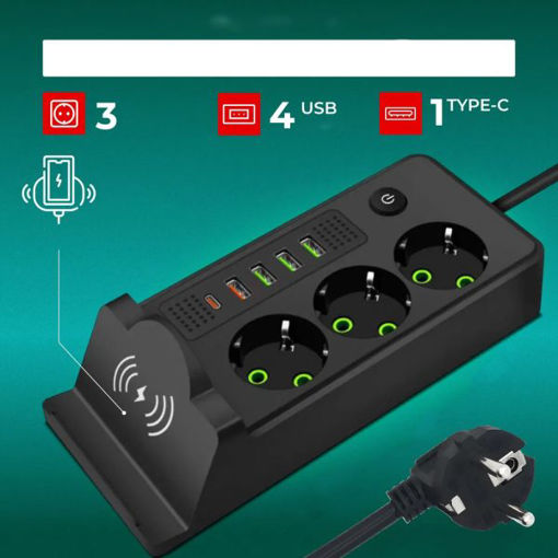 سه راهی USB دار و شارژر وایرلس