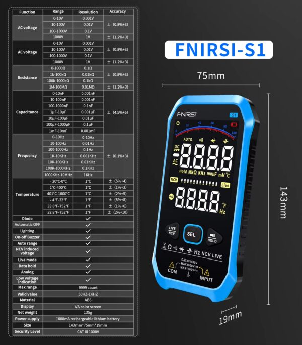 مولتی متر دیجیتال FNIRSI مدل S1