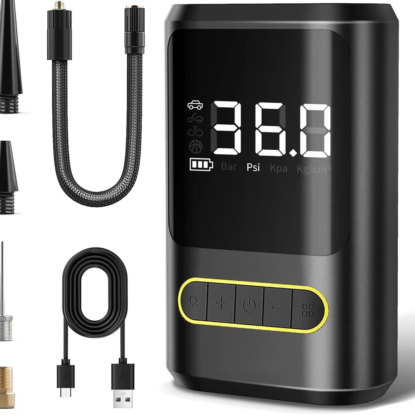 پمپ باد هوشمند قابل حمل مدل ATJ-8466 با باتری ۱۲ ولت