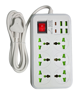 چند راهی برق USB دار ٦ خانه 2500 وات پاور سوکت مدل K97