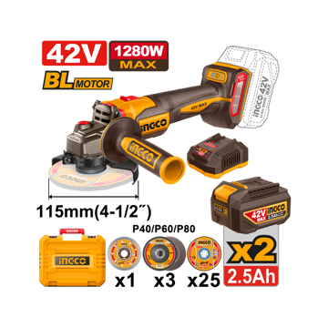 مینی فرز شارژی اینکو مدل CAGLI4128112 با ولتاژ ۴۲ ولت