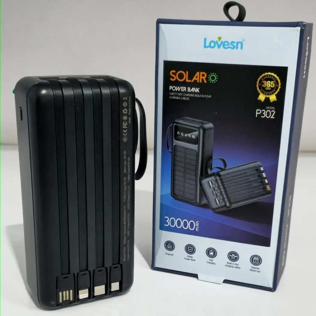 پاوربانک خورشیدی لاوسن LOVESN P302 با 30000 هزار میلی آمپر ساعت